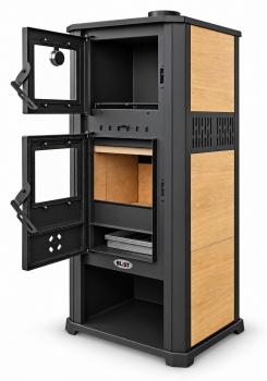 EEK A+ Kaminofen mit Backfach ROMA S beige mit Keramikverkleidung - 8,3 kW